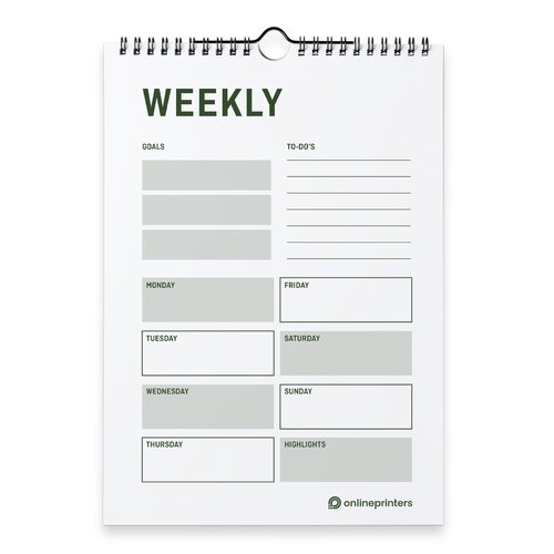 Weekkalender met wire-o binding, A4, Staand formaat, 4/4-kleurig 1